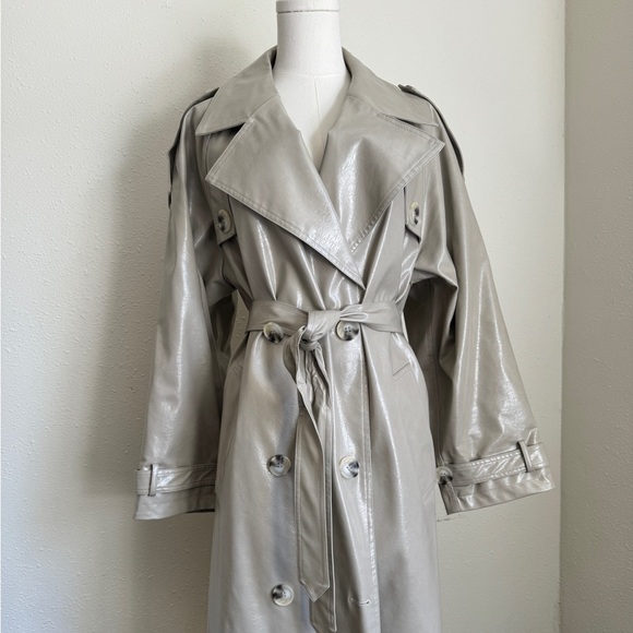 MEOTINE BOBBY TRENCH VEGAN LEATHER - LIGHT GREY - Picture 5 of 13